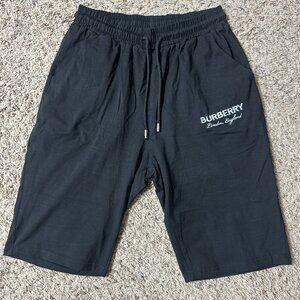 Burberry Shorts Mens Large Black Embroidered Logo Drawstring Elastic Waist Knit